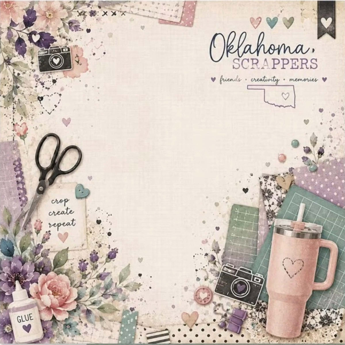 Oklahoma Scrappers Lavender Love 12 x 12 Double-Sided Scrapbook Paper