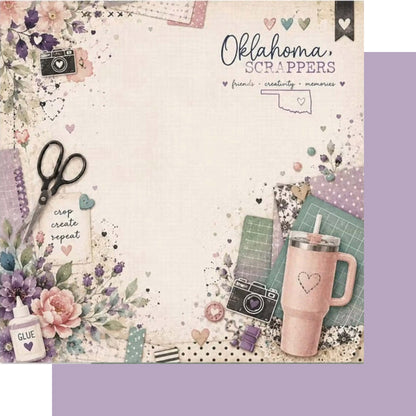 Oklahoma Scrappers Lavender Love 12 x 12 Double-Sided Scrapbook Paper