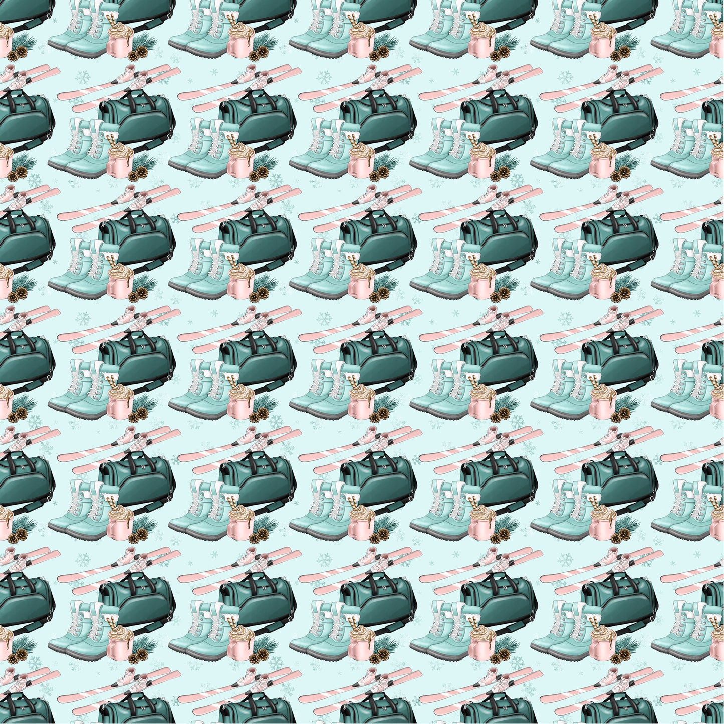Phantasia Design's Snow Business Collection Ski Trip 12 x 12 Double-Sided Scrapbook Paper - 15 Pack