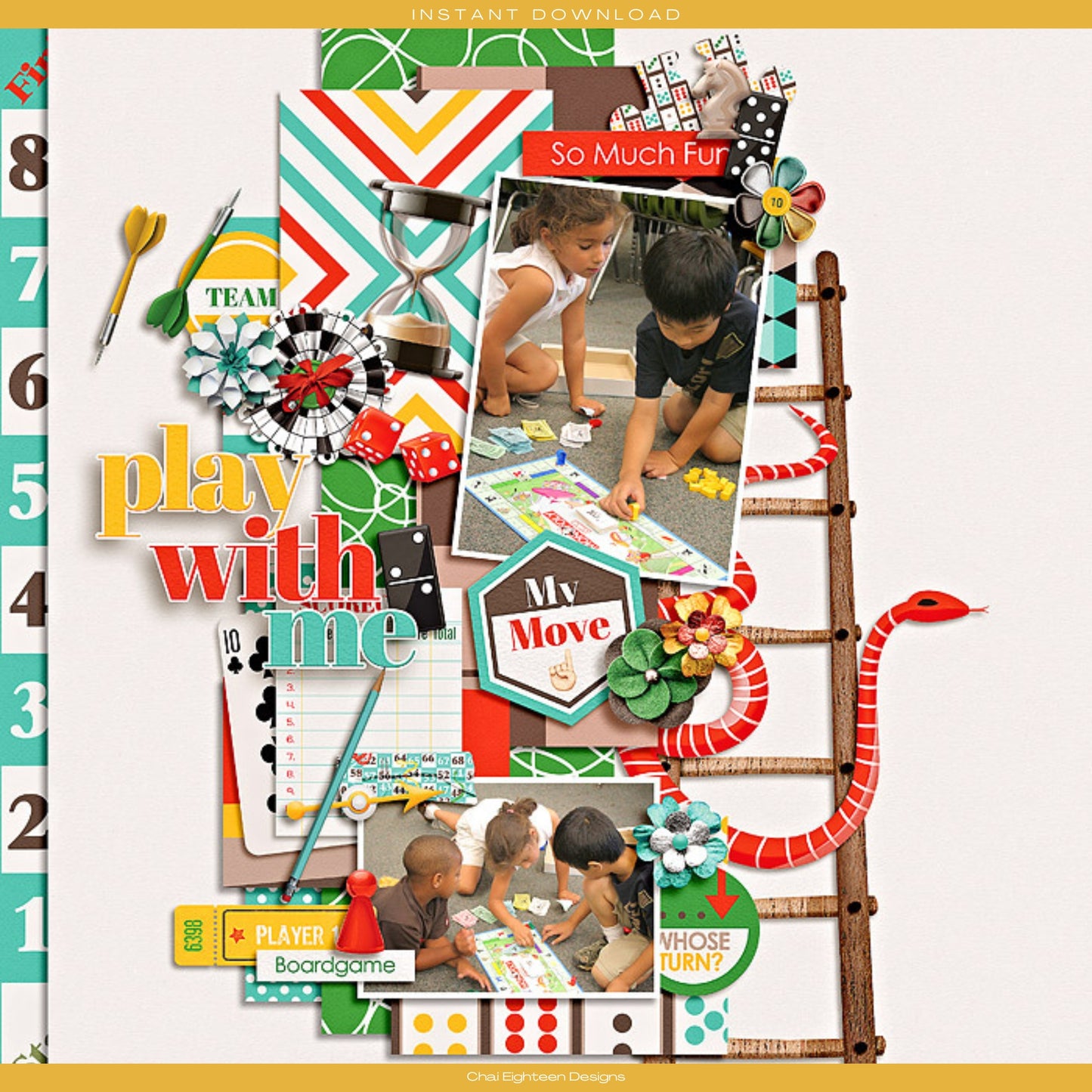 Game Night 12 x 12 Scrapbook Paper & Embellishment Kit by SSC Designs - 3 Kits