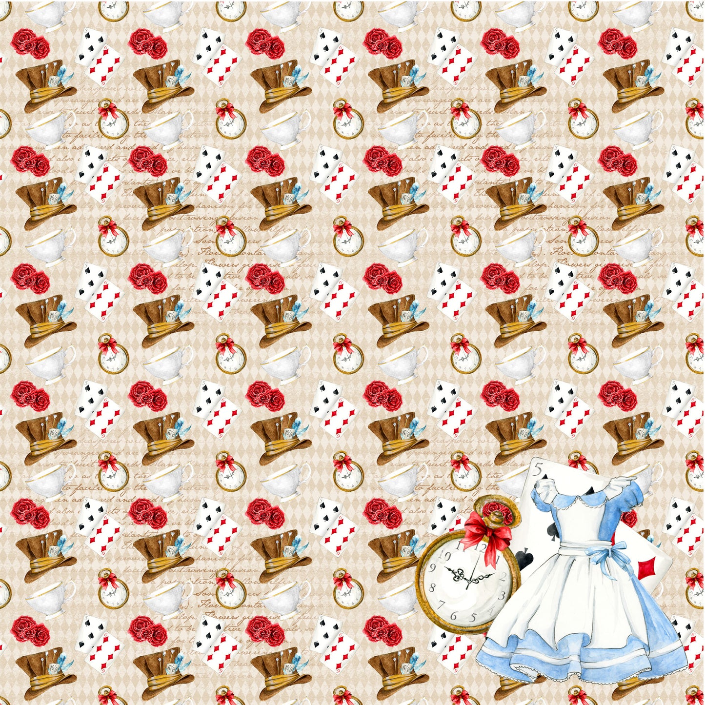 Frou Frou's Alice Collection Mad Hats 12 x 12 Double-Sided Scrapbook Paper - 15 Pack