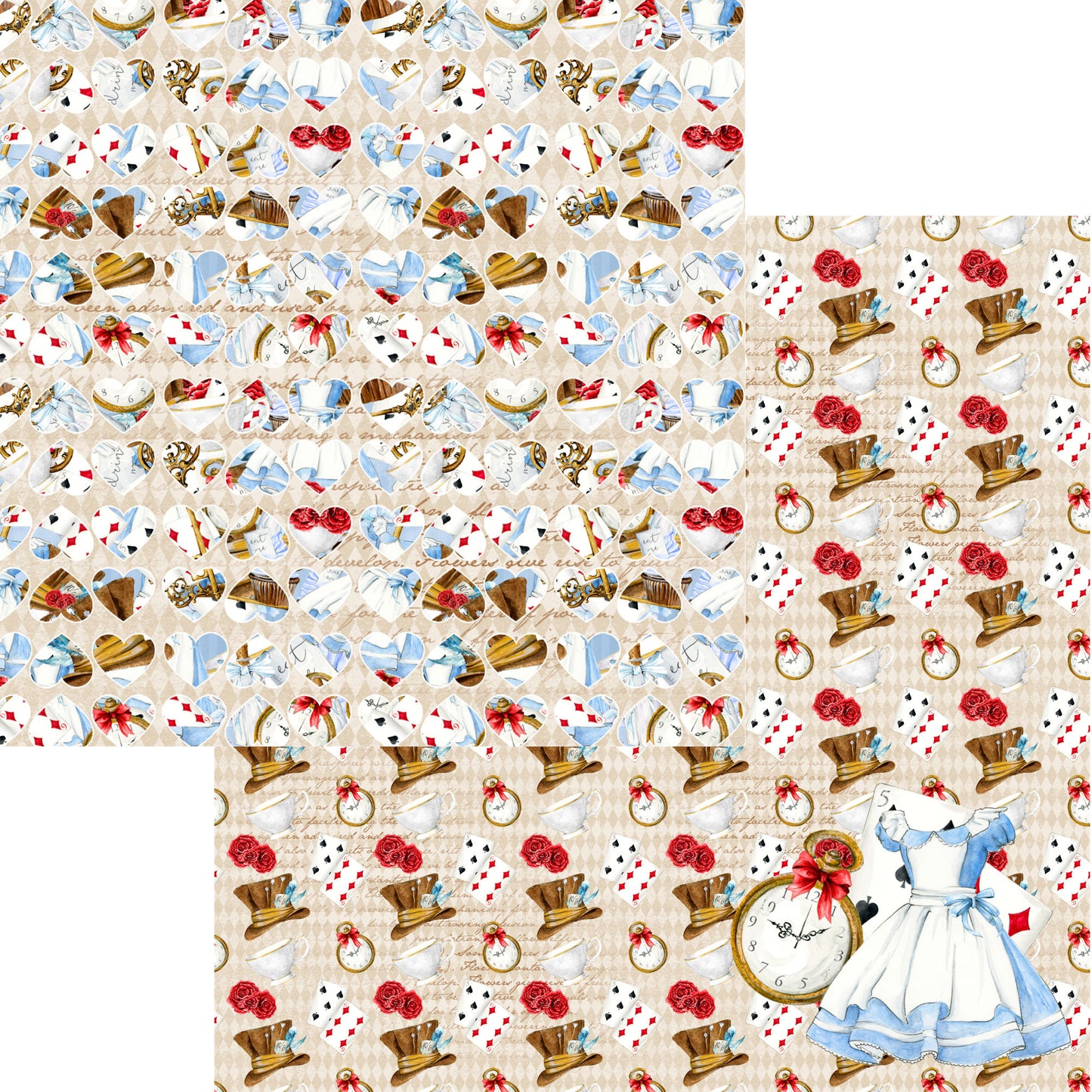 Frou Frou's Alice Collection Mad Hats 12 x 12 Double-Sided Scrapbook Paper - 15 Pack