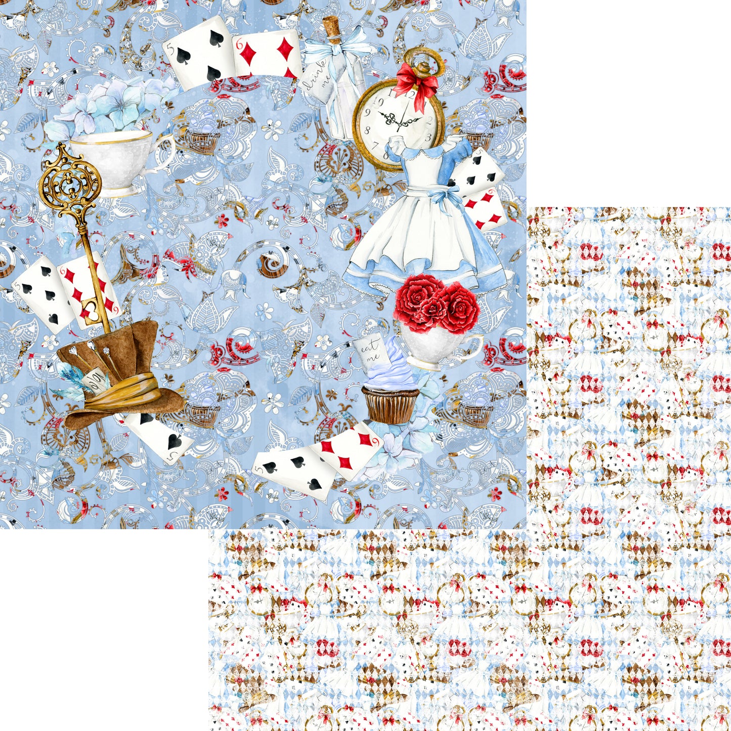 Frou Frou's Alice 12 x 12 Scrapbook Paper Pack & Embellishment Kit - 3 Kits