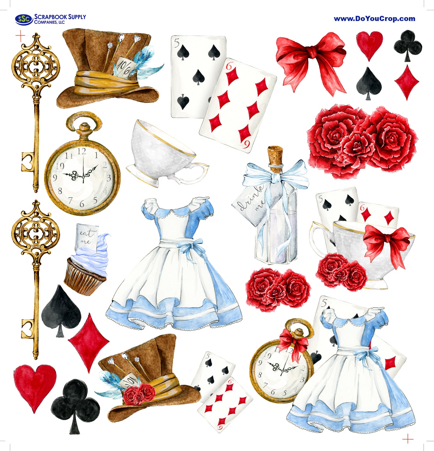 Frou Frou's Alice 12 x 12 Scrapbook Paper Pack & Embellishment Kit - 3 Kits