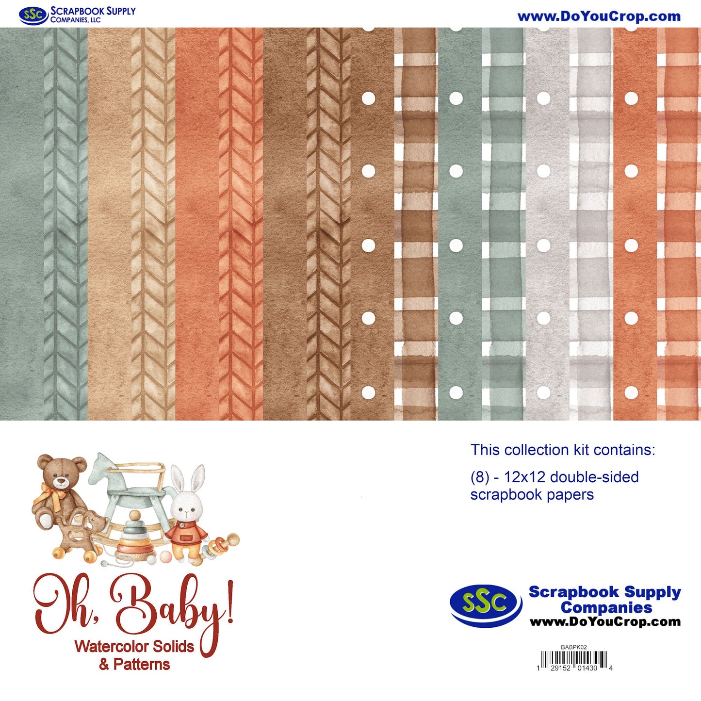 Oh, Baby! 12 x 12 Scrapbook Paper Solids & Patterns Kit by SSC Designs - 3 Kits