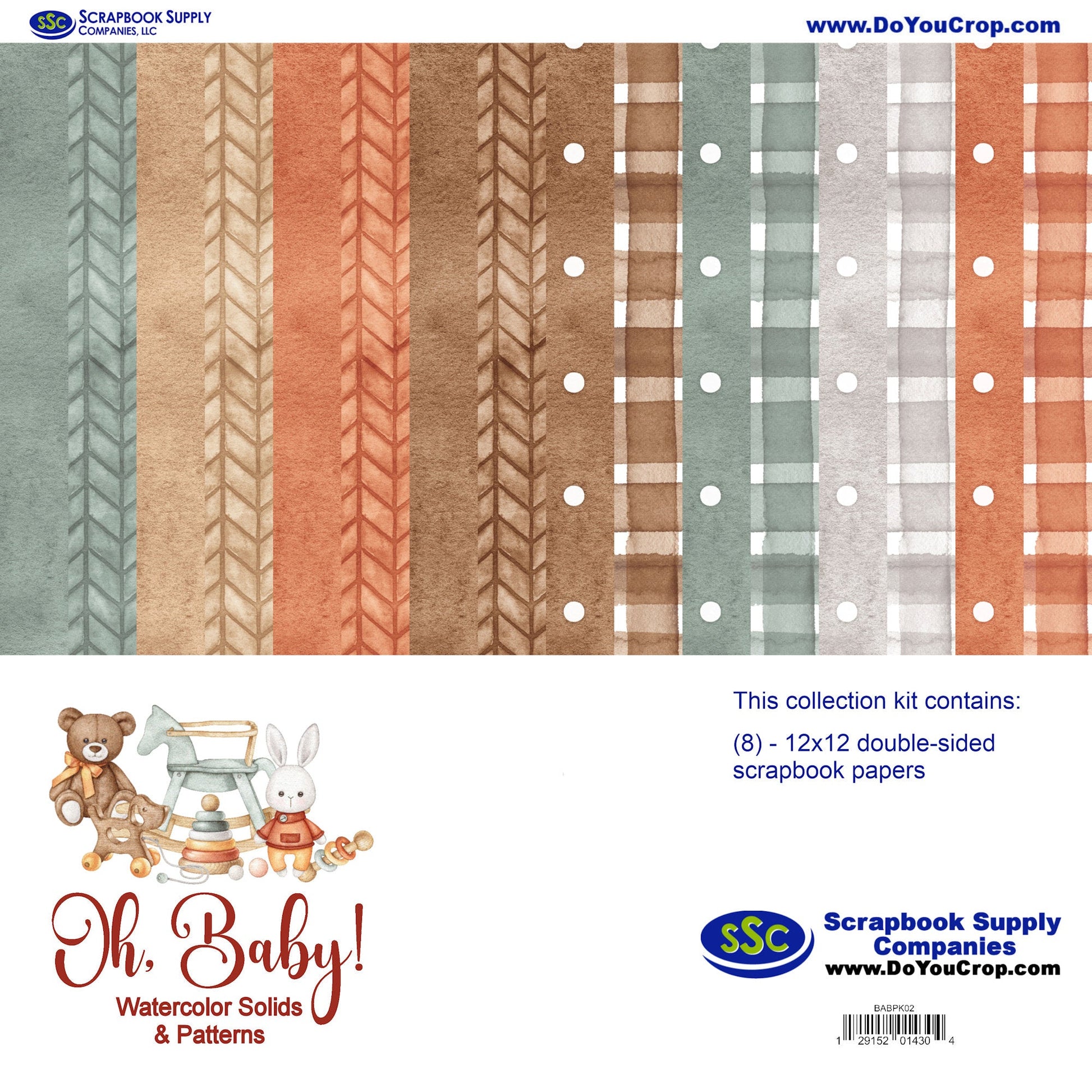 Oh, Baby! 12 x 12 Scrapbook Paper Solids & Patterns Kit by SSC Designs - 3 Kits