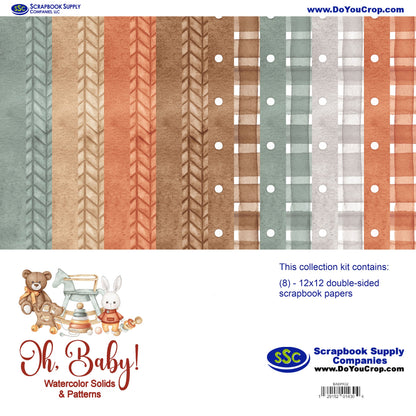 Oh, Baby! 12 x 12 Scrapbook Paper Solids & Patterns Kit by SSC Designs - 3 Kits