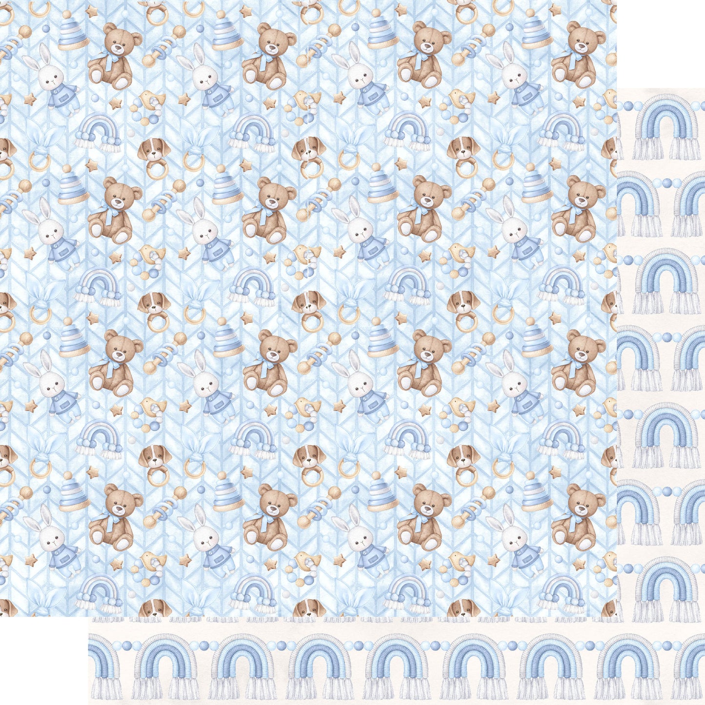 Oh, Baby Boy! Collection Teddy Bear Hugs 12 x 12 Double-Sided Scrapbook Paper by SSC Designs - 15 Pack