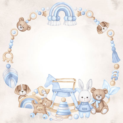 Oh, Baby Boy! Collection Snuggle Bunny 12 x 12 Double-Sided Scrapbook Paper by SSC Designs - 15 Pack