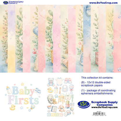 Baby Firsts 12 x 12 Scrapbook Paper & Embellishment Kit by SSC Designs - 3 Kits
