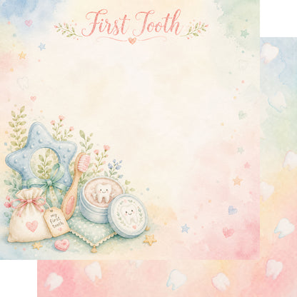 Baby Firsts Collection Baby's First Tooth 12 x 12 Double-Sided Scrapbook Paper by SSC Designs - 15 Pack