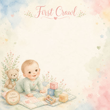 Baby Firsts Collection Baby's First Crawl 12 x 12 Double-Sided Scrapbook Paper by SSC Designs - 15 Pack