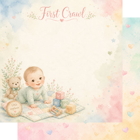 Baby Firsts Collection Baby's First Crawl 12 x 12 Double-Sided Scrapbook Paper by SSC Designs - 15 Pack