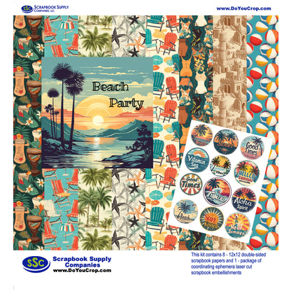 Beach Party 12 x 12 Scrapbook Paper & Embellishment Kit by SSC Designs - 3 Kits