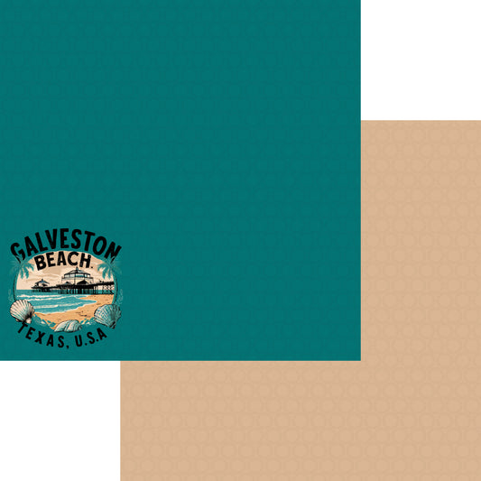 Beach Party Collection Galveston Beach, Texas 12 x 12 Double-Sided Scrapbook Paper by SSC Designs - 15 Pack