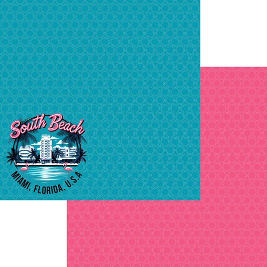 Beach Party Collection South Beach, Florida 12 x 12 Double-Sided Scrapbook Paper by SSC Designs - 15 Pack