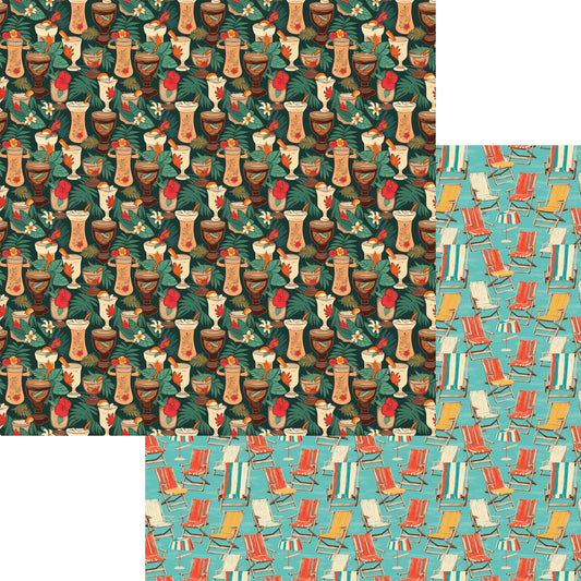 Beach Party Collection Beach Drinks 12 x 12 Double-Sided Scrapbook Paper by SSC Designs - 15 Pack