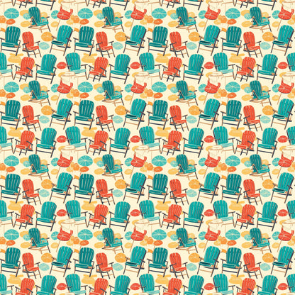 Beach Party Collection Beach Chairs 12 x 12 Double-Sided Scrapbook Paper by SSC Designs