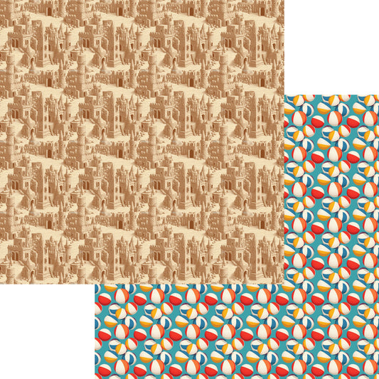 Beach Party Collection Sandcastles 12 x 12 Double-Sided Scrapbook Paper by SSC Designs - 15 Pack