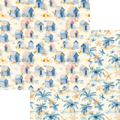 Beach Dreams Collection Beach Huts 12 x 12 Double-Sided Scrapbook Paper by SSC Designs - 15 Pack