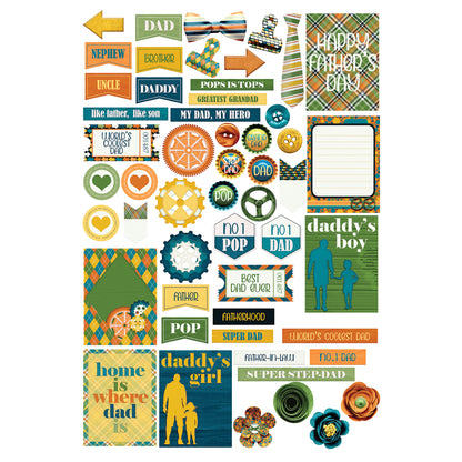 Best Dad Ever Collection Laser Cut Scrapbook Ephemera Embellishments by SSC Designs - 3 Packs