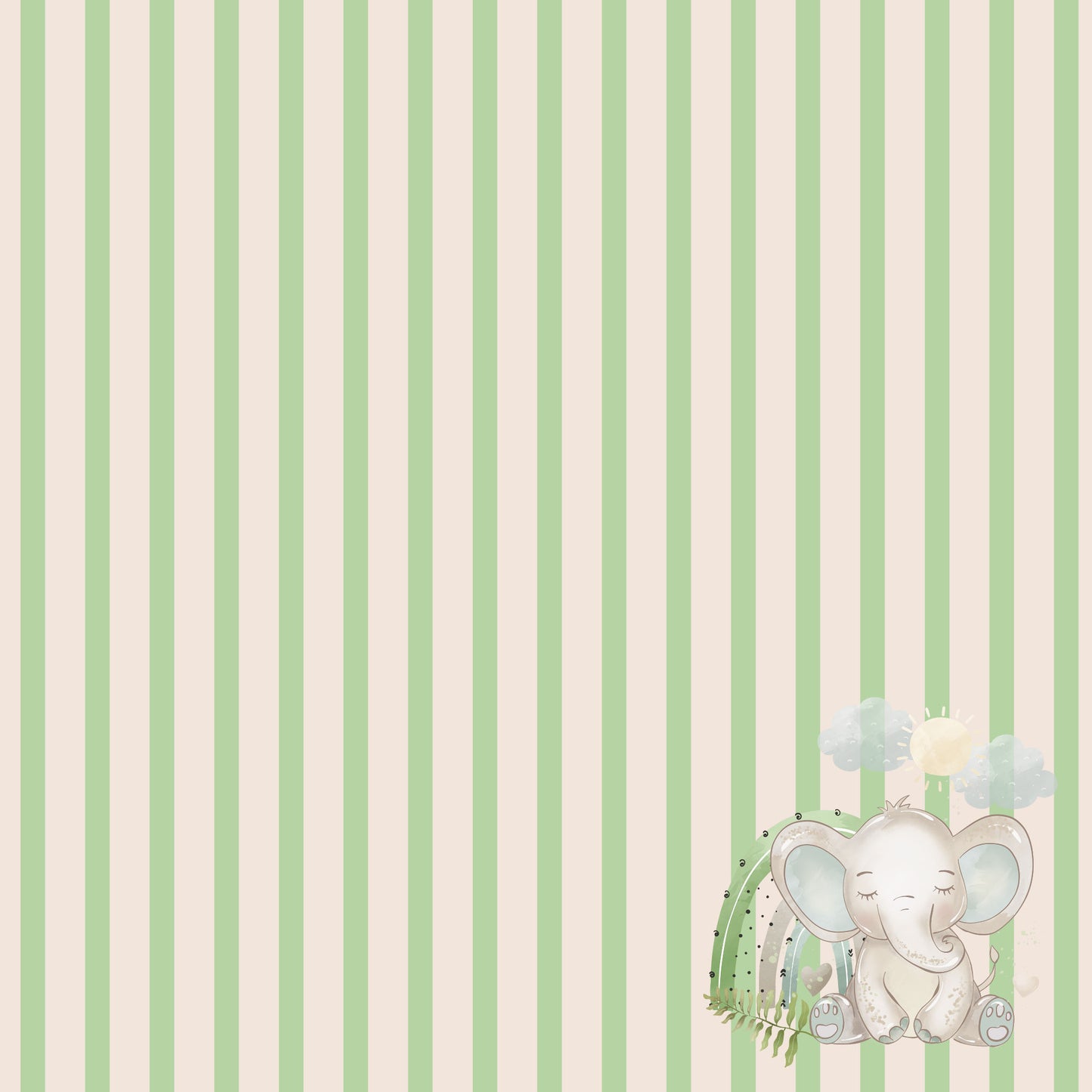 Baby Elephants Collection Stripes 12 x 12 Double-Sided Scrapbook Paper - 15 Pack