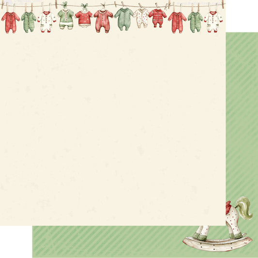 Baby's First Christmas Collection Tiny Little Clothes 12 x 12 Double-Sided Scrapbook Paper by SSC Designs - 15 Pack