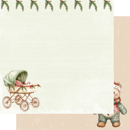 Baby's First Christmas Collection Christmas Pram 12 x 12 Double-Sided Scrapbook Paper by SSC Designs - 15 Pack