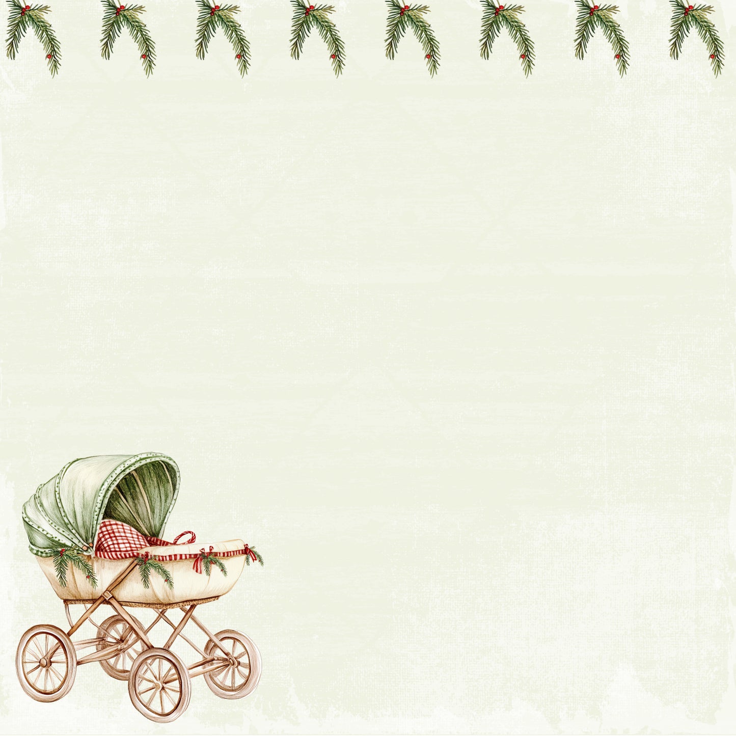 Baby's First Christmas Collection Christmas Pram 12 x 12 Double-Sided Scrapbook Paper by SSC Designs - 15 Pack