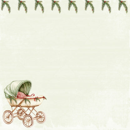 Baby's First Christmas Collection Christmas Pram 12 x 12 Double-Sided Scrapbook Paper by SSC Designs - 15 Pack