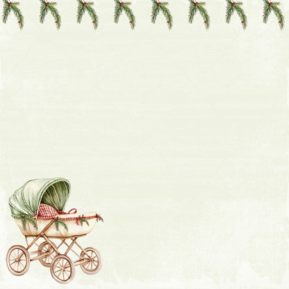 Baby's First Christmas Collection Christmas Pram 12 x 12 Double-Sided Scrapbook Paper by SSC Designs - 15 Pack