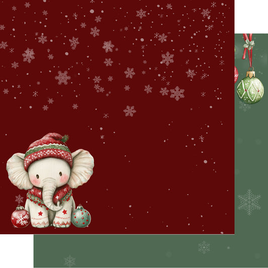 Baby's First Christmas Collection Stuffed Elephant 12 x 12 Double-Sided Scrapbook Paper by SSC Designs - 15 Pack