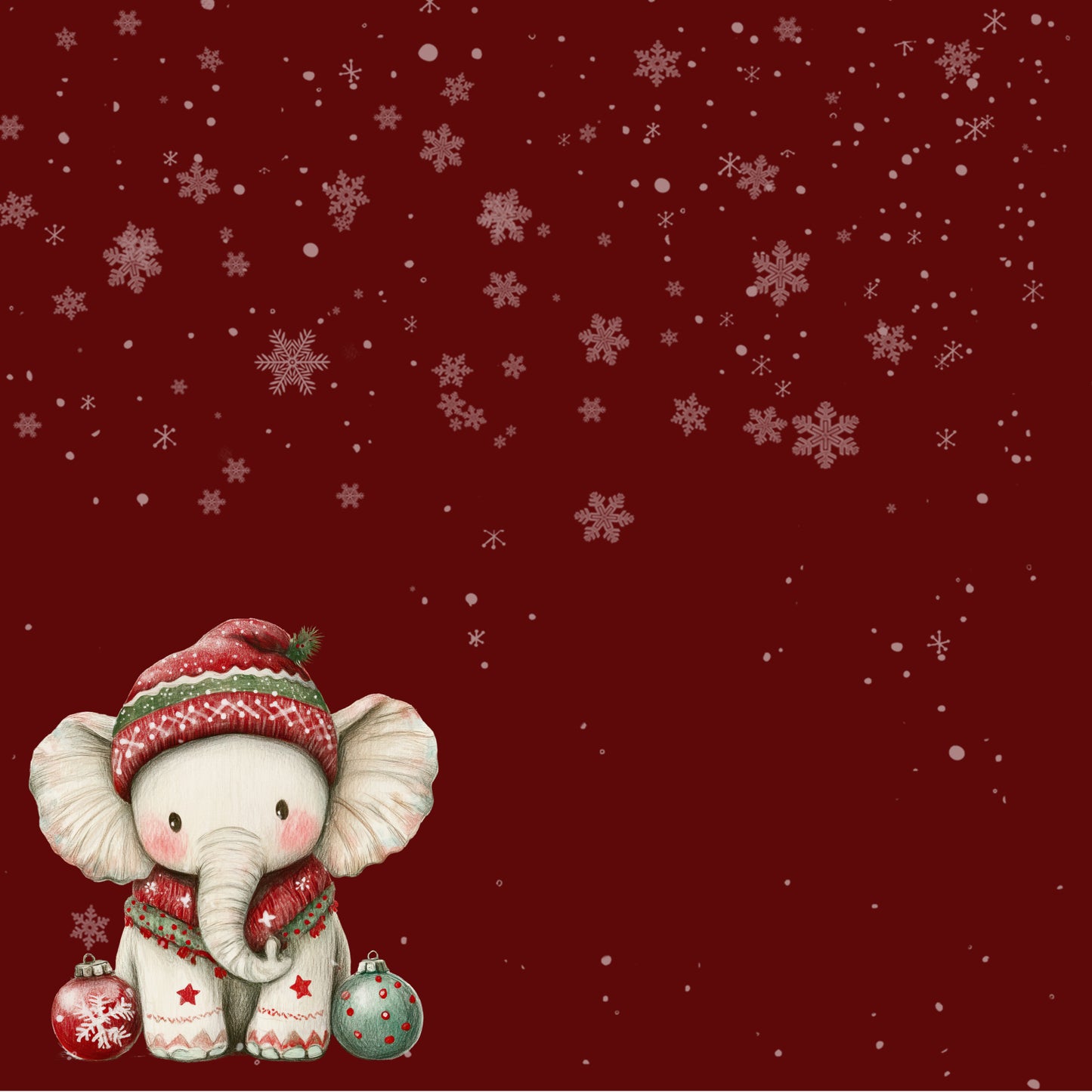 Baby's First Christmas Collection Stuffed Elephant 12 x 12 Double-Sided Scrapbook Paper by SSC Designs - 15 Pack