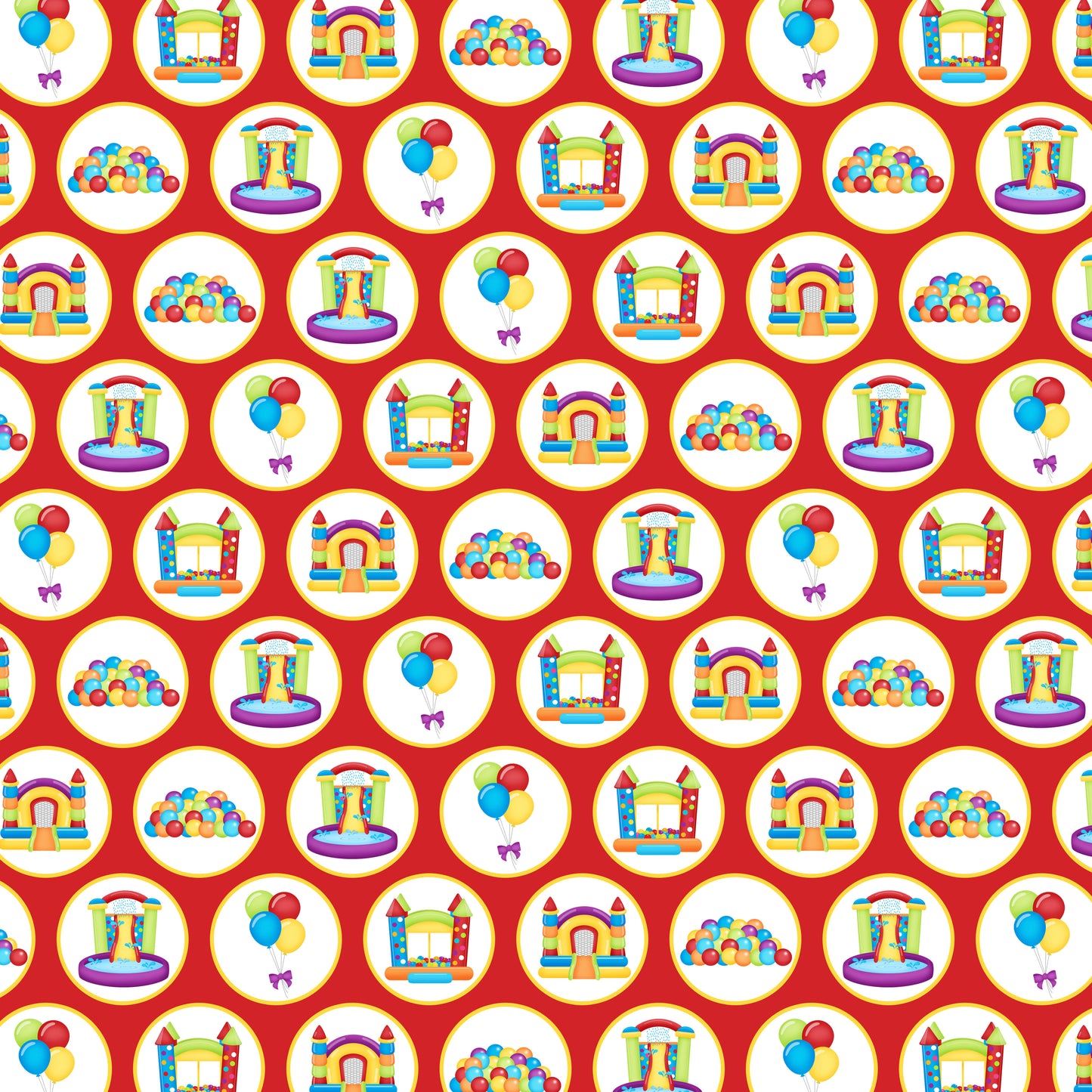 Bounce House Collection Bounce House & Balloons 12 x 12 Double-Sided Scrapbook Paper - 15 Pack