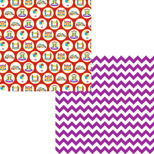Bounce House Collection Bounce House & Balloons 12 x 12 Double-Sided Scrapbook Paper - 15 Pack