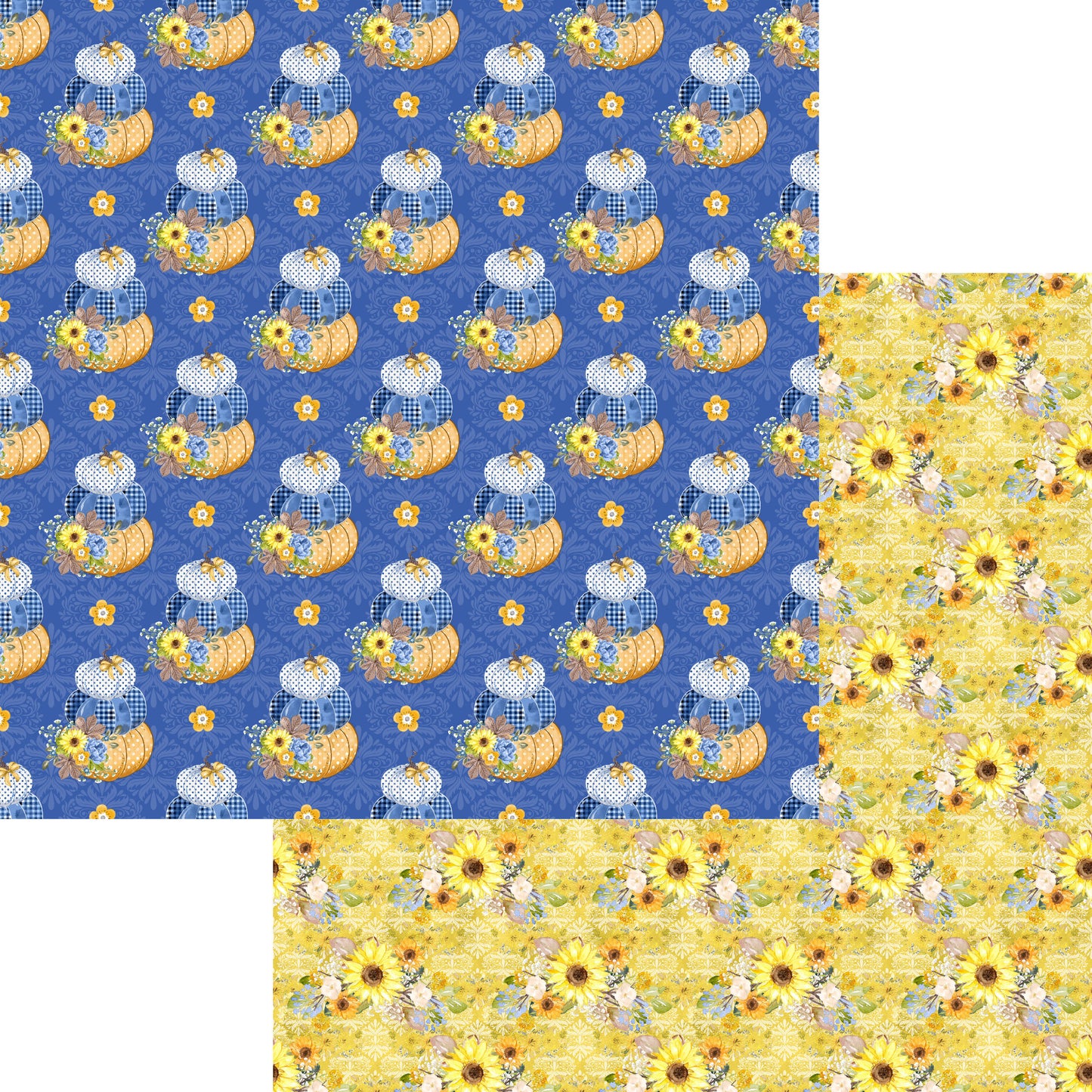 Bumblebee Fall Collection Sunflower Flourish 12 x 12 Double-Sided Scrapbook Paper by SSC Designs - 15 Pack