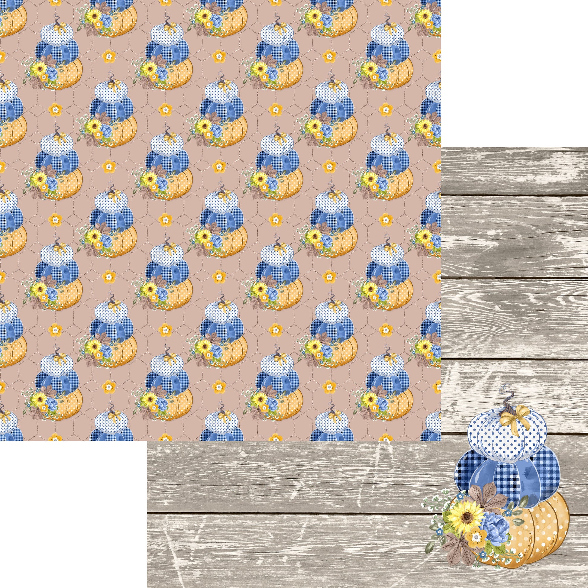 Bumblebee Fall Collection Pumpkin Patch 12 x 12 Double-Sided Scrapbook Paper by SSC Designs - 15 Pack