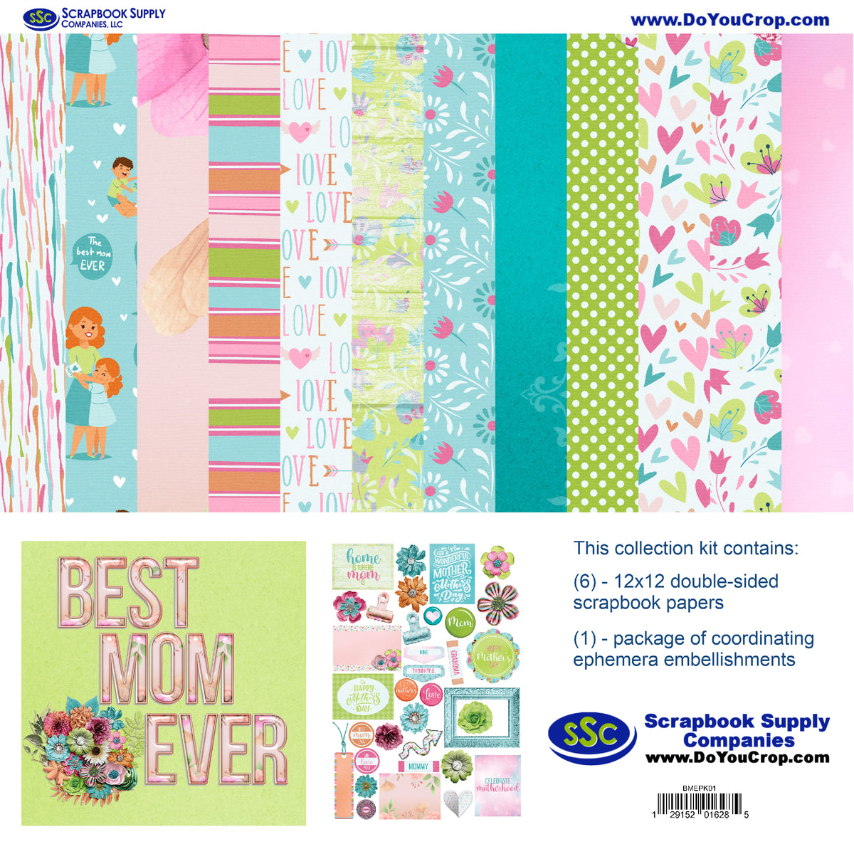 Best Mom Ever 12 x 12 Scrapbook Paper & Embellishment Kit by SSC Designs - 3 Kits