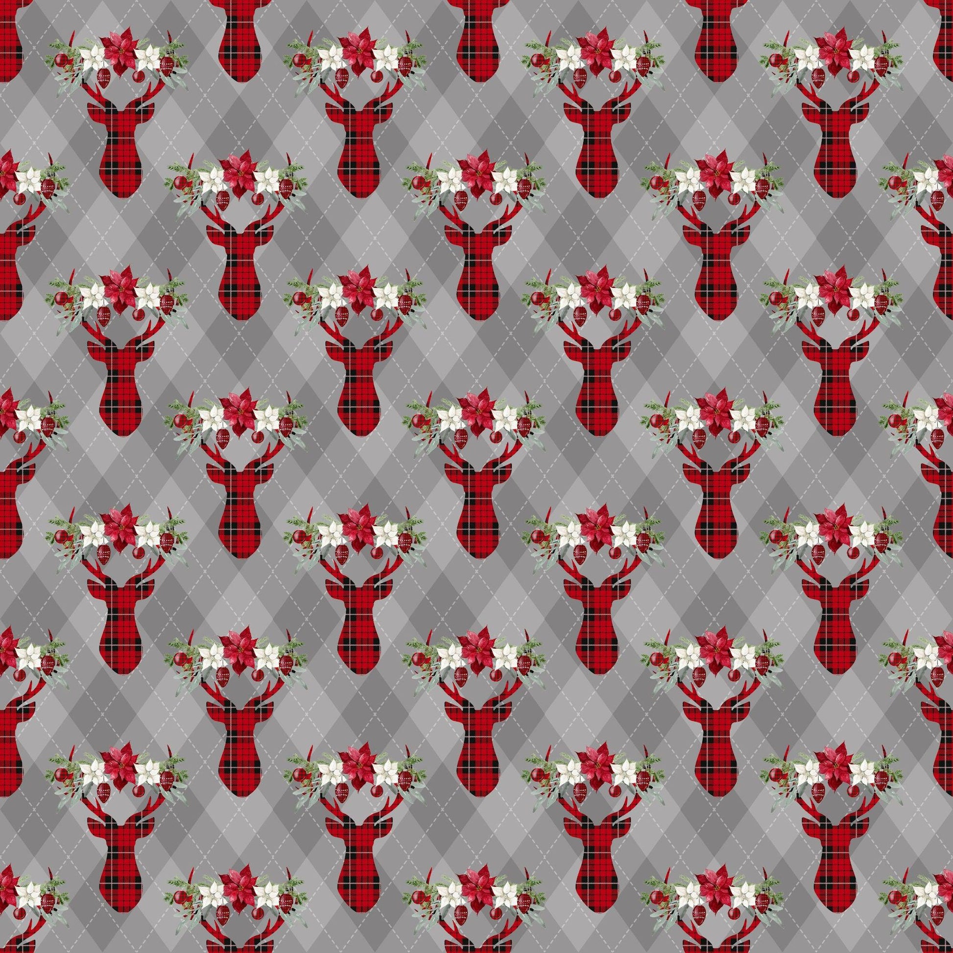 Buffalo Plaid Christmas Mini Collection Snowflakes 12 x 12 Double-Sided Scrapbook Paper by SSC Designs