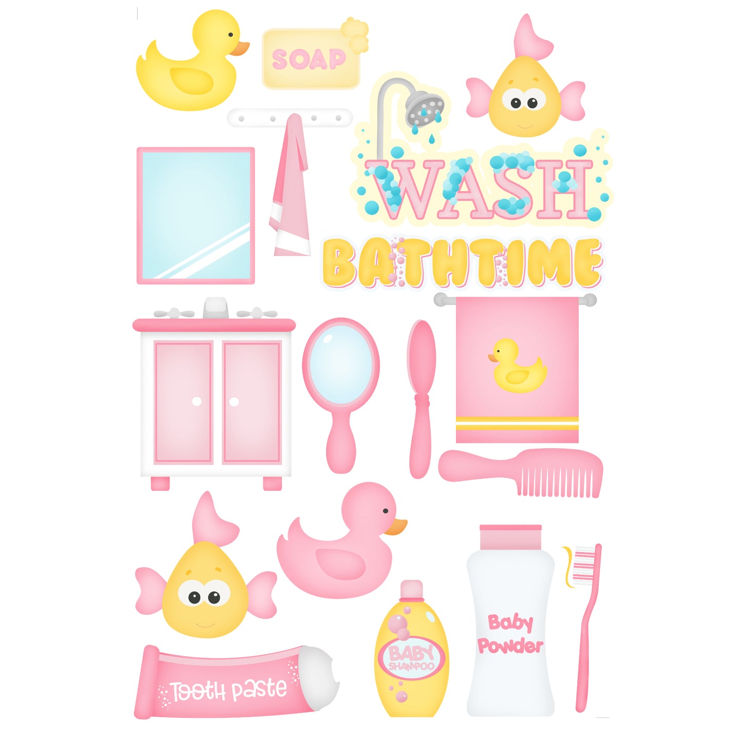 Bathtub Time Girl 12 x 12 Scrapbook Paper Pack & Embellishment Kit - 3 Kits