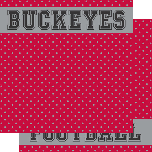 Football Collection Buckeyes Football 12 x 12 Double-Sided Scrapbook Paper by SSC Designs