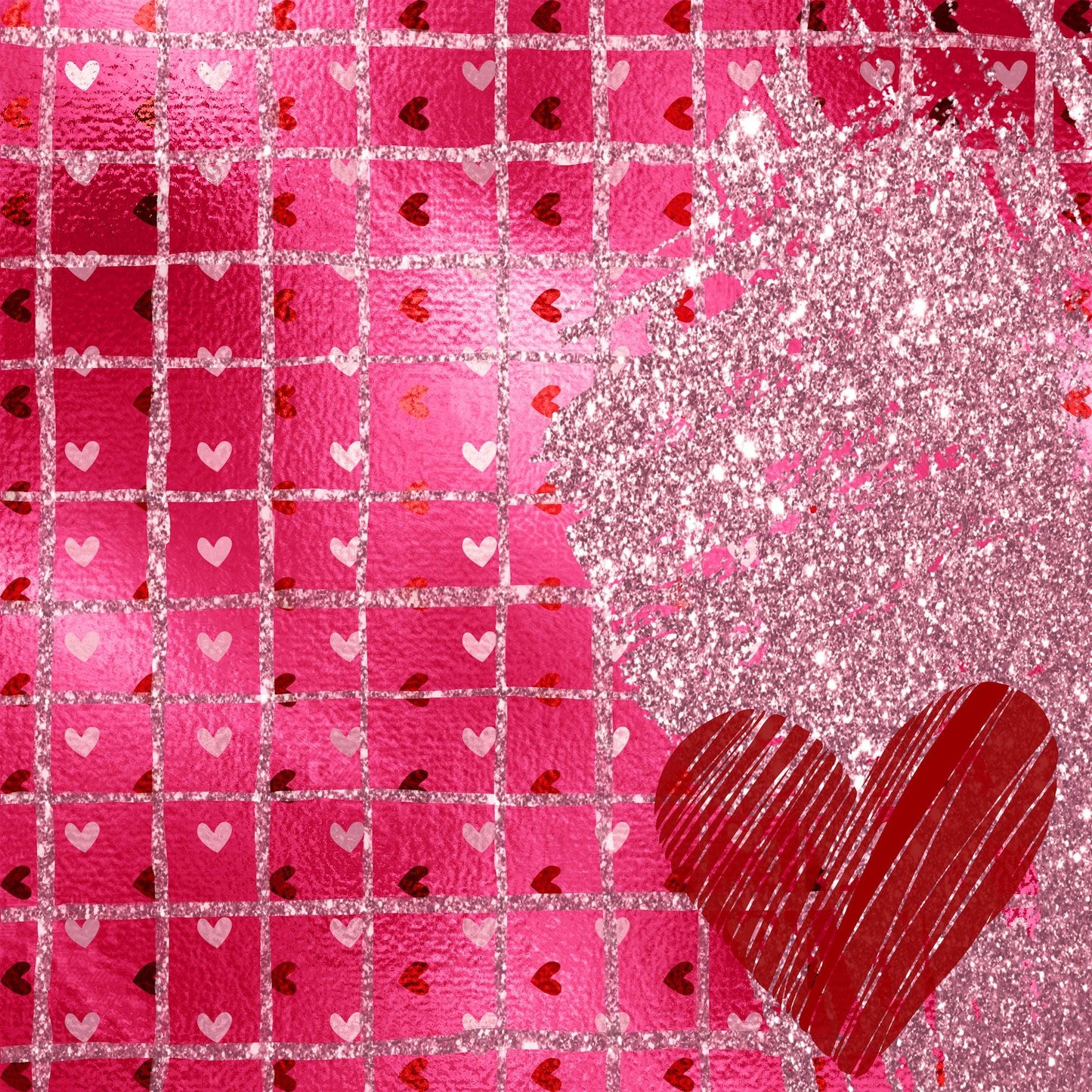 Be Mine Valentine Collection Hearts On Fire 12 x 12 Double-Sided Scrapbook Paper by SSC Designs