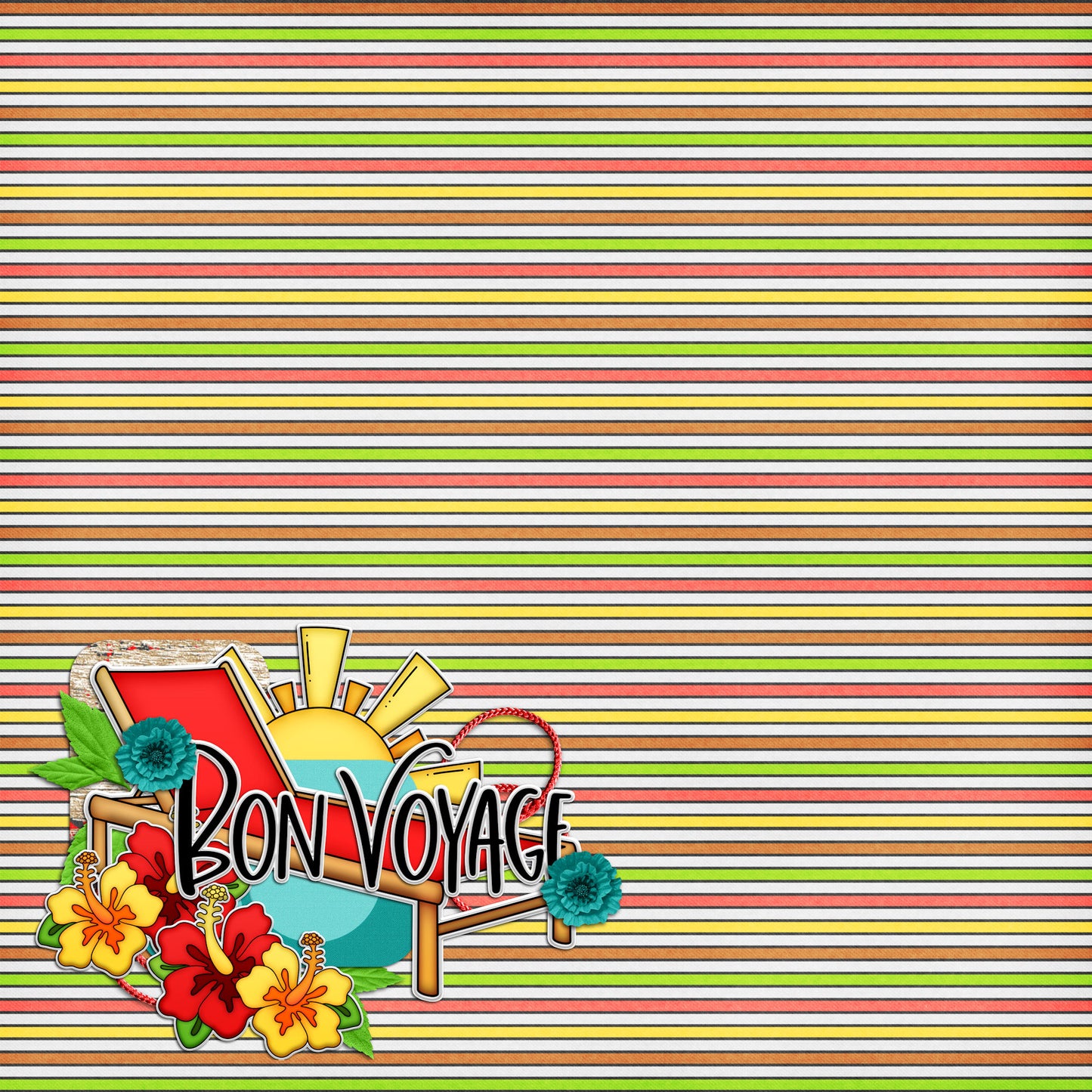 Bon Voyage Collection Relaxing In Paradise 12 x 12 Double-Sided Scrapbook Paper by SSC Designs - 15 Pack