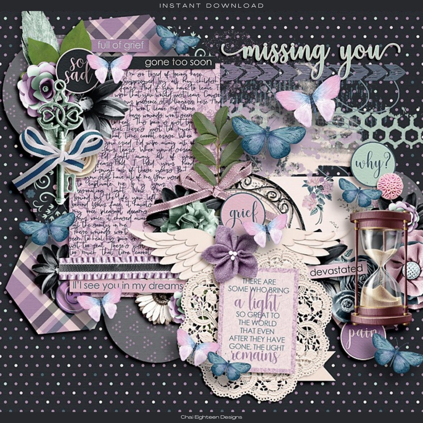 Gone But Not Forgotten 12 x 12 Scrapbook Paper & Embellishment Kit by SSC Designs - 3 Kits