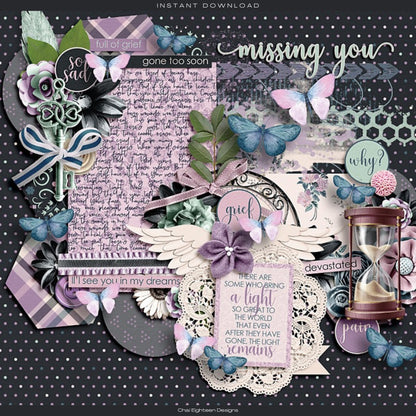 Gone But Not Forgotten 12 x 12 Scrapbook Paper & Embellishment Kit by SSC Designs - 3 Kits