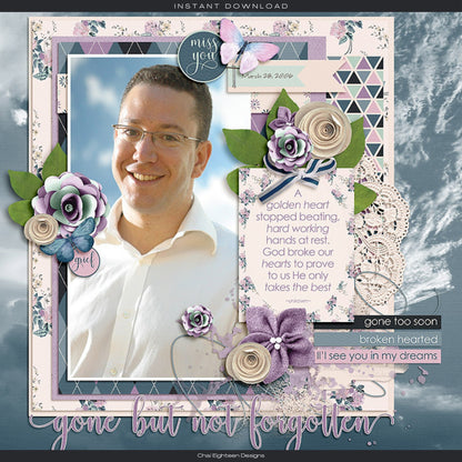 Gone But Not Forgotten 12 x 12 Scrapbook Paper & Embellishment Kit by SSC Designs - 3 Kits
