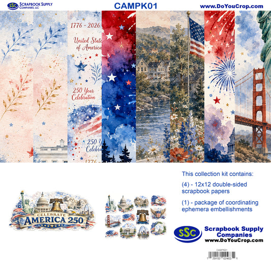 Celebrate America 12 x 12 Scrapbook Paper & Embellishment Kit by SSC Designs - 3 Kits