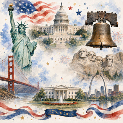 Celebrate America Collection Freedom Rings 12 x 12 Double-Sided Scrapbook Paper by SSC Designs - 15 Pack