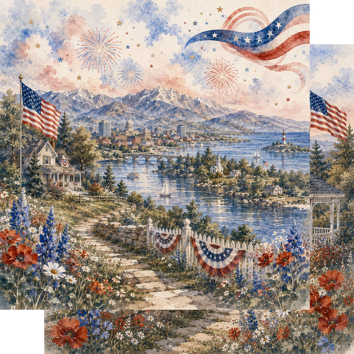 Celebrate America 12 x 12 Scrapbook Paper & Embellishment Kit by SSC Designs - 3 Kits