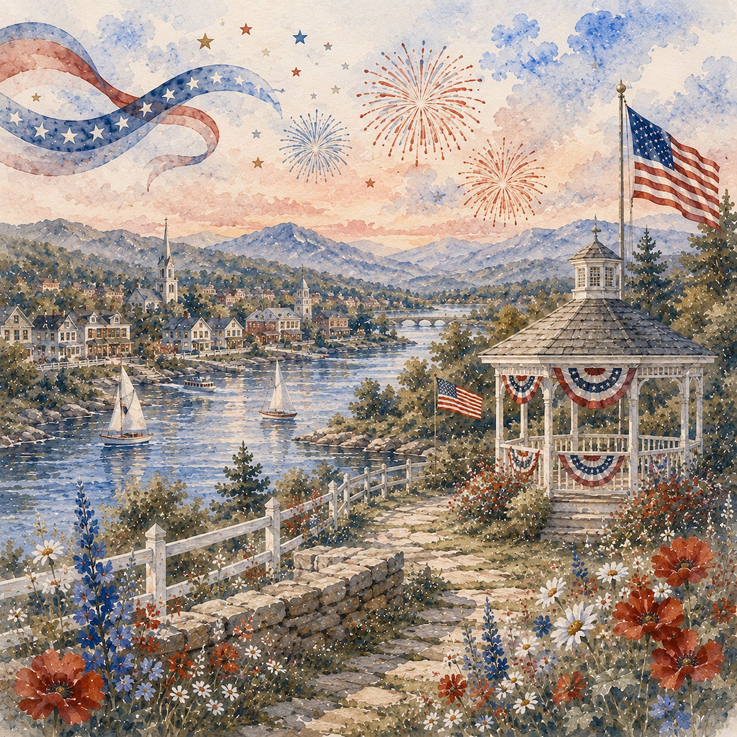 Celebrate America Collection America The Beautiful 12 x 12 Double-Sided Scrapbook Paper by SSC Designs - 15 Pack